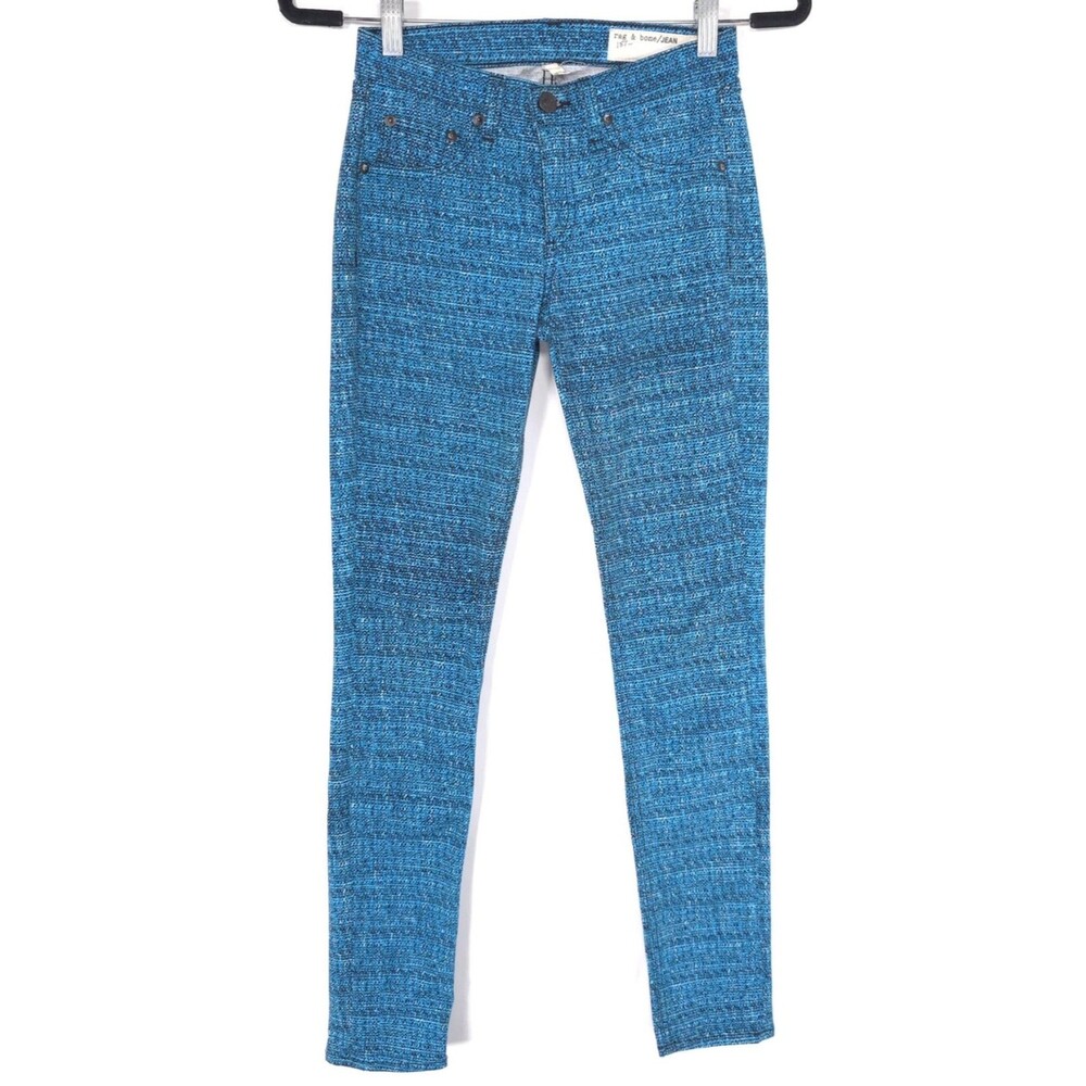 RAG & BONE Jean Women's Legging 24 Blue Abstract USA‎ Made W1503O026